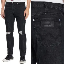 wrangler-larston-slim-bass-czarne-spodnie-jeansowe-vintage-dziury-w31-l30