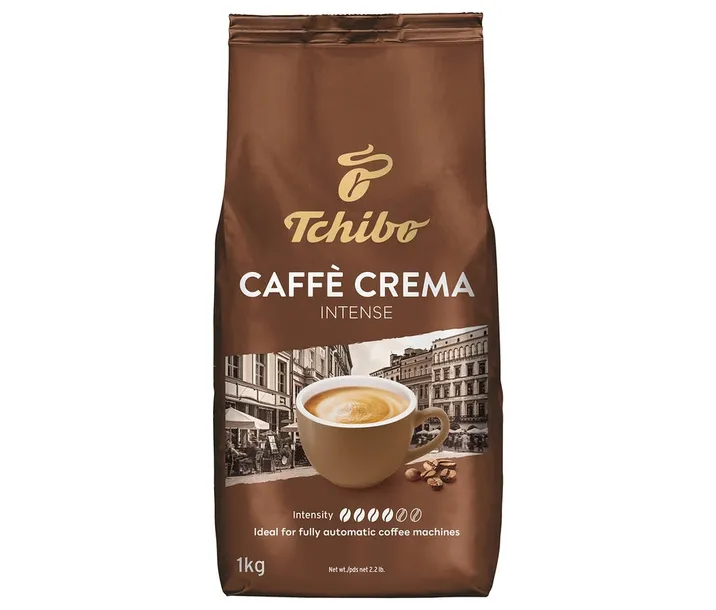TCHIBO CAFFE CREMA INTENSE 1KG - kawa ziarnista do ekspresu, nuty czekolady