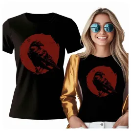 tshirt-kruk-na-tle-slonca-ptak-gotycki-tajemniczy-klimat