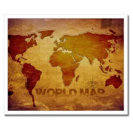 plakaty-w-ramie-50x40-brazowa-mapa-swiata-world-map