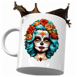 kubek-catrina-makijaz-kobieta-meksykanska-czaszka-kwiaty