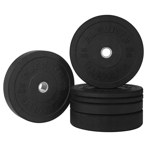 ZESTAW OBCIĄŻEŃ OLIMPIJSKICH BUMPERY 60kg GUMOWE OBCIĄŻENIA TALERZ ELEVATE