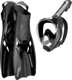 cressi-baron-tonga-combo-black-black-l-x-set-baron-full-face-mask-wide-vie