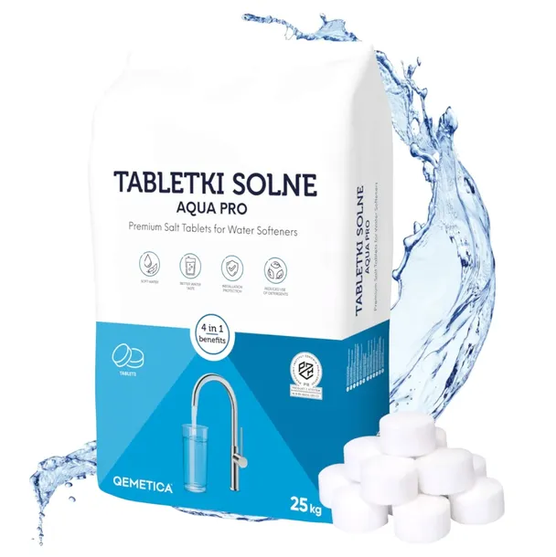 CIECH AQUA PRO Najlepsza Sól w tabletkach do zmiękczaczy wody 25kg QEMETICA