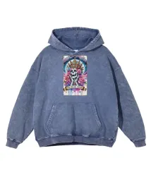bluza-the-drama-queen-oversize-czaszki-kwiaty-korona-mrok-niebieski-m