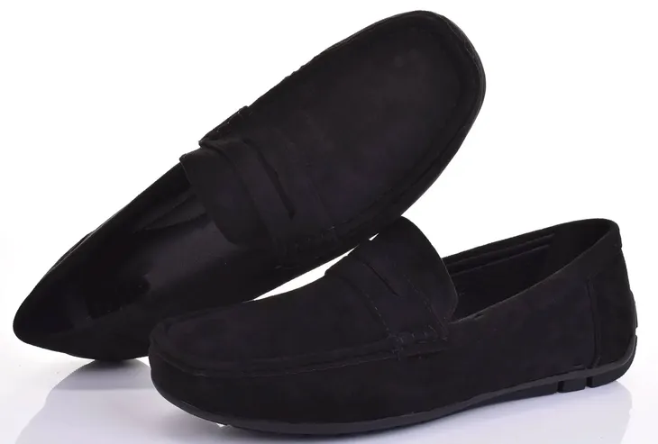 MĘSKIE ELEGANCKIE MOKASYNY OBUWIE WSUWANE CASUAL ZAMSZOWE CZARNE