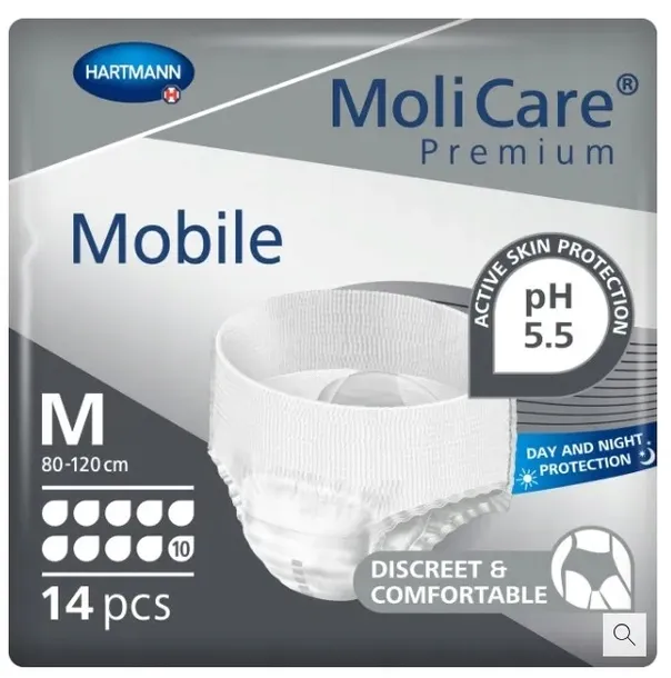 MoliCare Mobile M 10/10 Majtki ekstremalnie chłonne dla dorosłych 80–120 cm