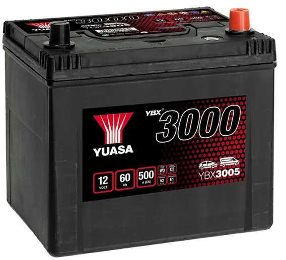 AKUMULATOR 12v YUASA YBX3005 60AH 500A P+ RADOM