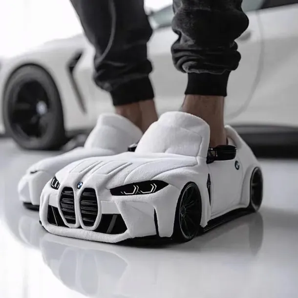 Kapcie BMW bmw buty klapki Pluszowe Domowe Białe dla Fanów Motoryzacji