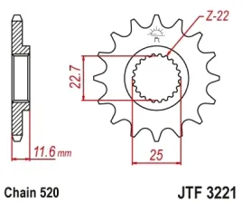zebatka-przednia-jt-jtf3221-11-polaris-250-300-325-400-500-stalowa