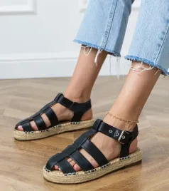 czarne-sandaly-espadryle-zabudowane-kleona