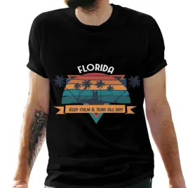 koszulka-czarna-meska-z-nadrukiem-floryda-zachowaj-spokoj-i-surfuj-przez