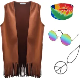stroj-hipis-kamizelka-fredzle-naszyjnik-pacyfka-okulary-opaska-hippie