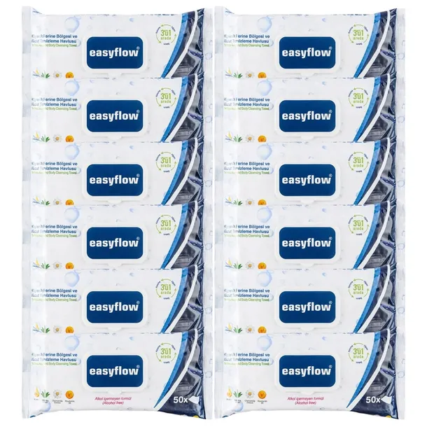 Chusteczki higieniczne nawilżane do mycia dla seniorów 12 x 50 szt. r.XL