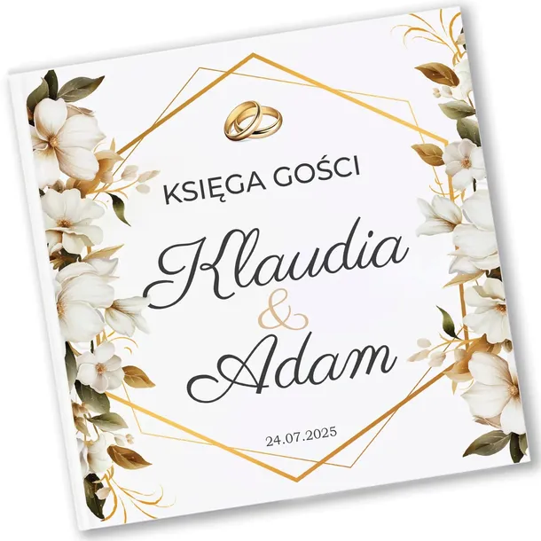 KSIĘGA GOŚCI NA ŚLUBIE DLA GOŚCI DO WPISANIA ŚLUB WESELE BIAŁE KWIATY LILIE