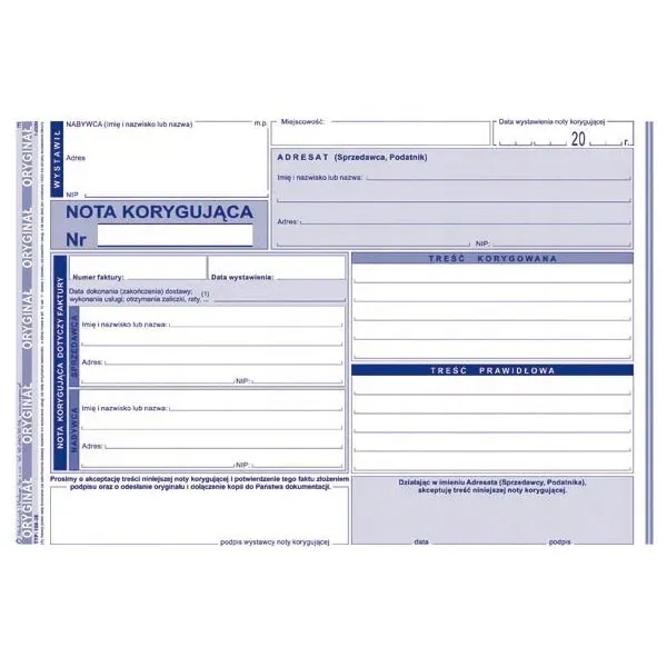 druk-nota-korygujaca-a5-108-3e-stan-nowy
