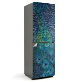 naklejka-okleina-na-lodowke-z-technologia-easy-stick-piora-pawia-w-detalu