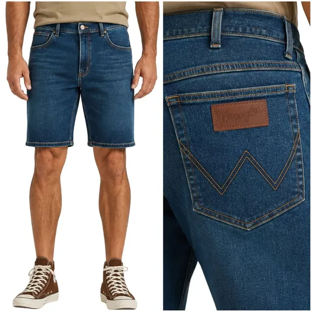 Wrangler Texas Shorts krótkie ciemne spodenki jeansowe szorty W36