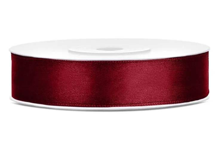 Wstążka satynowa 12 mm x 25 m Bordowa