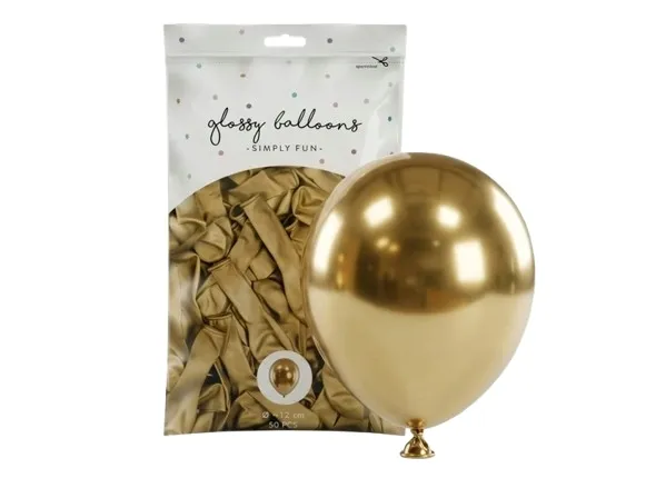 Balony lateksowe Złote 5 cali Party Deco 50 szt Glossy Shiny Chrom Girlanda