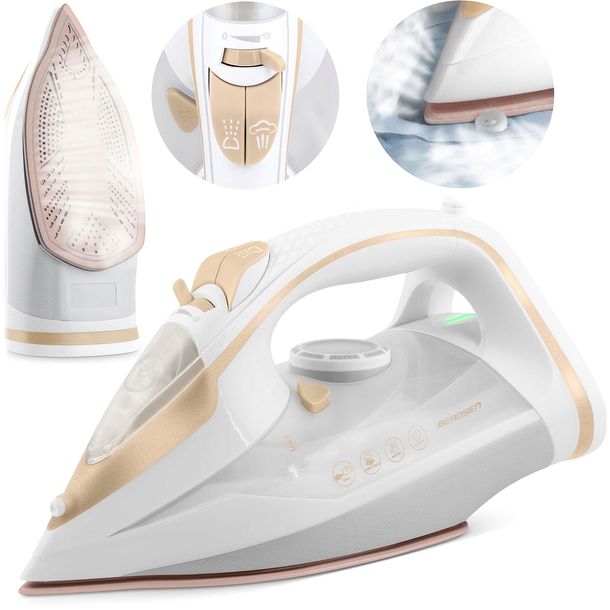 Żelazko parowe 3000W BERDSEN BD-330 ceramiczna powłoka praca w pionie MOCNE