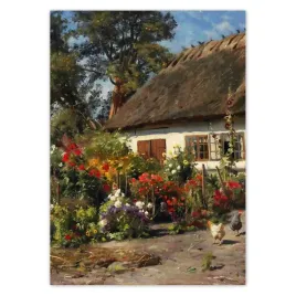 baner-50x70-wiejski-domek-z-kwiatami