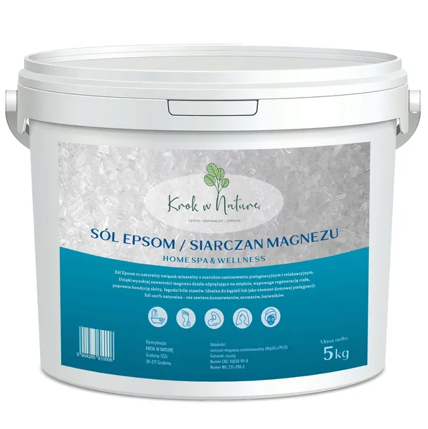 SÓL EPSOM kąpielowa CZYSTY SKŁAD SIARCZAN MAGNEZU regeneracja 5kg