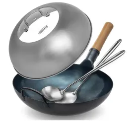 yosukata-zestaw-wok-niebieski-34-cm-stal-weglowa-pokrywka-lopatka-lyzka