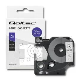 qoltec-tasma-do-dymo-d1-45013or-12mm-x-7m-or-biala-czarny-nadruk