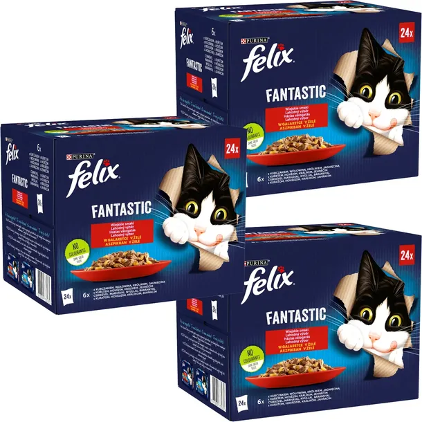 FELIX FANTASTIC MIX SMAKÓW W GALARETCE SASZETKI 72x85g