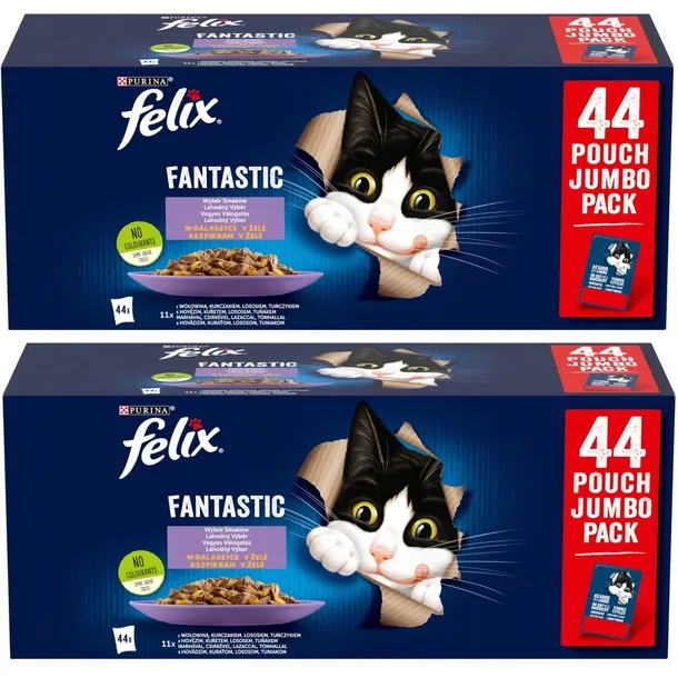 FELIX FANTASTIC MIX SMAKÓW W GALARETCE SASZETKI Karma dla kota 88x85g