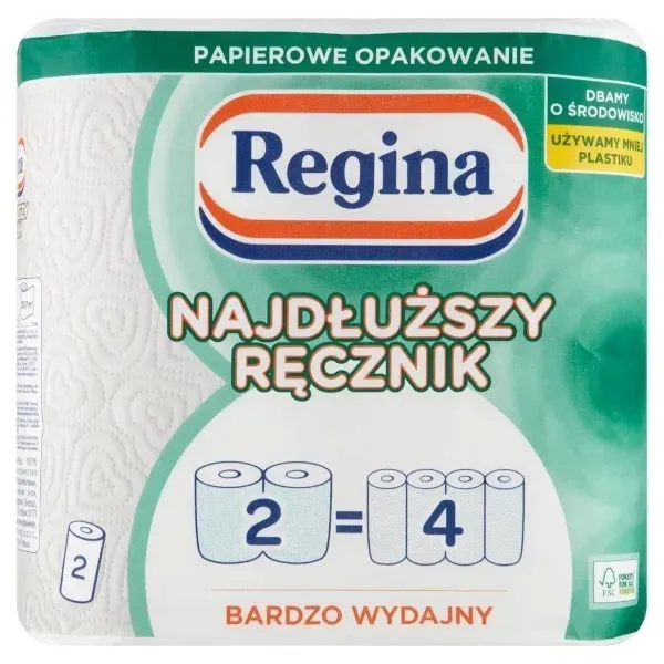 REGINA NAJDŁUŻSZY RĘCZNIK Papierowy Kuchenny 2 warstwowy 2 Rolki