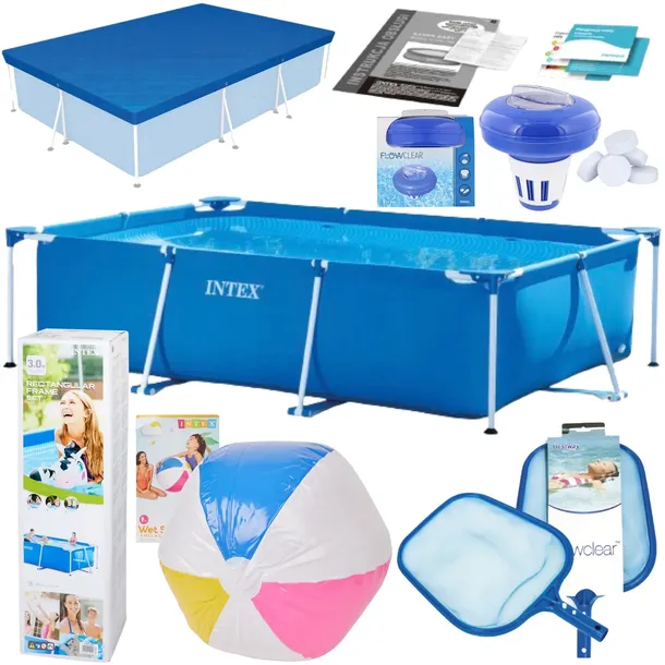 10w1 DUŻY Basen stelażowy prostokątny solidny INTEX 300x200x75 cm + GRATISY