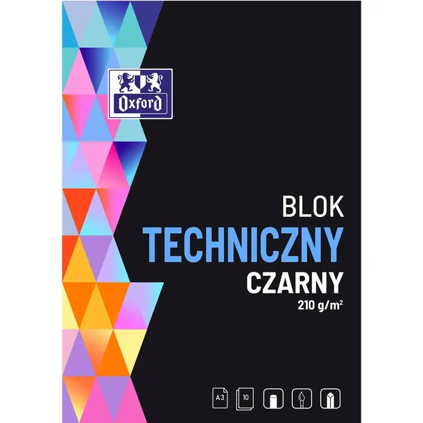 Blok techniczny OXFORD A3 czarny 210g 10 kartek