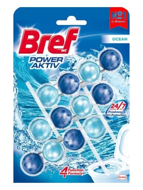 Kostki zawieszki do wc toalety Bref Power Aktiv Ocean 3x50g morski
