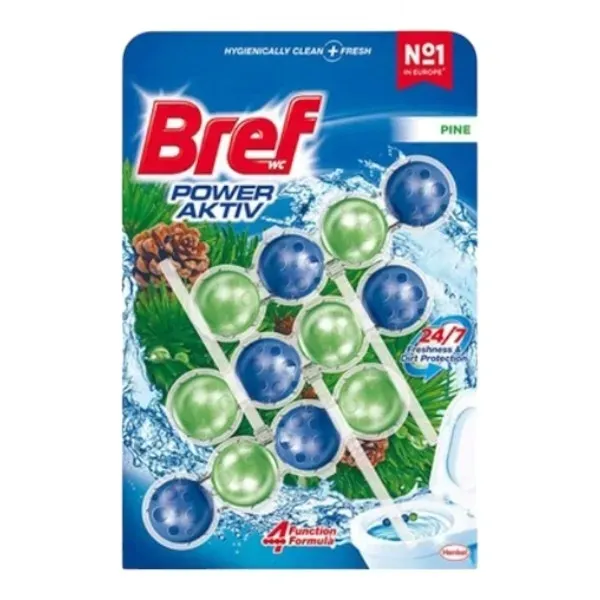Kostki zawieszki do wc toalety Bref Power Aktiv Pine 3x50g sosna