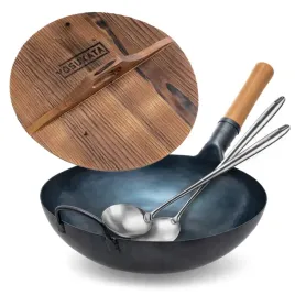 yosukata-zestaw-wok-niebieski-34-cm-stal-weglowa-pokrywka-lopatka-lyzka
