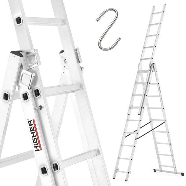 Drabina aluminiowa wielofunkcyjna z opcją na schody 3x9 HIGHER 5,06m 150kg