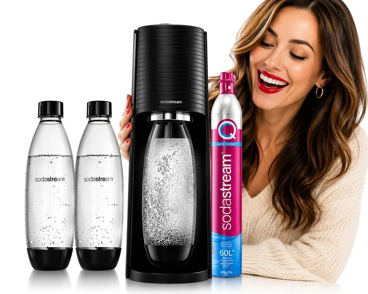 Saturator SodaStream Terra czarny + 2 butelki Fuse 1l + gaz