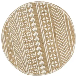 recznie-wykonany-dywanik-juta-bialy-nadruk-120-cm