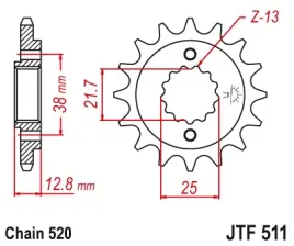 zebatka-przednia-jt-jtf511-15rb-z-guma-kawasaki-klr-650-stalowa-wytrzymala