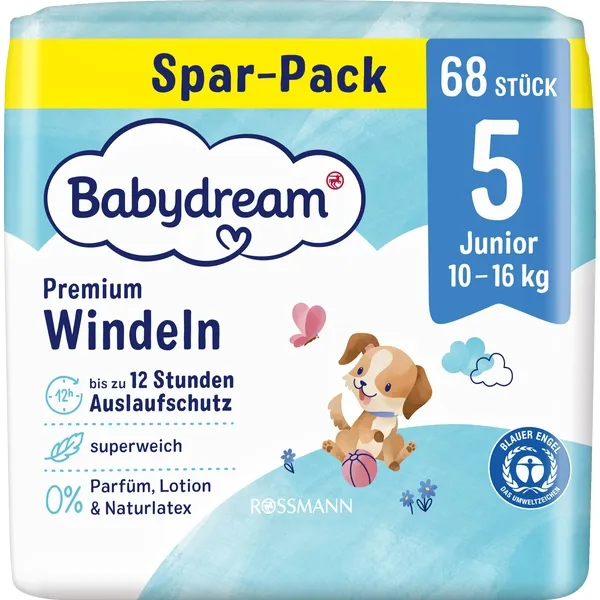 Pieluszki Babydream Premium rozmiar 5 68 szt.