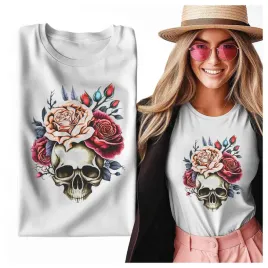 tshirt-damski-kwiaty-i-czaszka-roze-kontrast-tatuaz-gotycki-mrok-xs