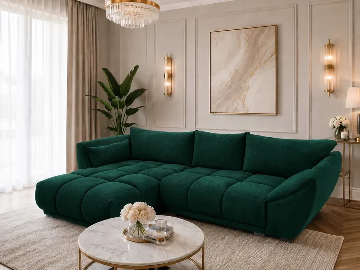Narożnik BERGEN z funkcją spania | pojemnik | Miękki Premium Design