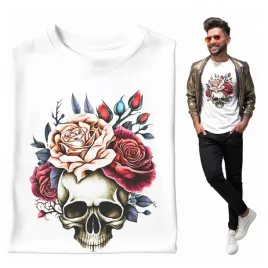 meskie-koszulki-kwiaty-i-czaszka-roze-kontrast-tatuaz-gotycki-mrok-xxl