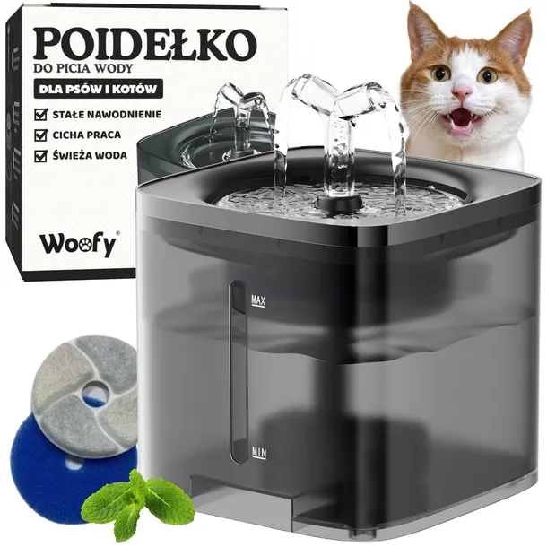POIDEŁKO FONTANNA WODNA AUTOMATYCZNA DLA KOTA PSA CICHA MISKA 2L + FILTRY