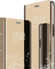 rantuo-etui-z-klapka-clear-view-do-xiaomi-redmi-14c-5g-zlote-lustro