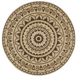 recznie-wykonany-dywanik-juta-ciemnobrazowy-nadruk-120-cm