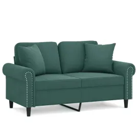 2-osobowa-sofa-z-poduszkami-ciemnozielona-120-cm-aksamit