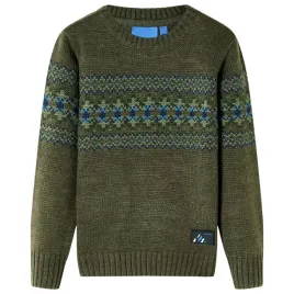 sweter-dzieciecy-z-dzianiny-khaki-128